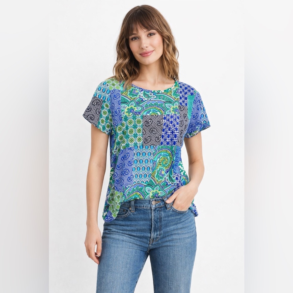 Westbound Colorful Patchwork Women's cold shoulder top size M